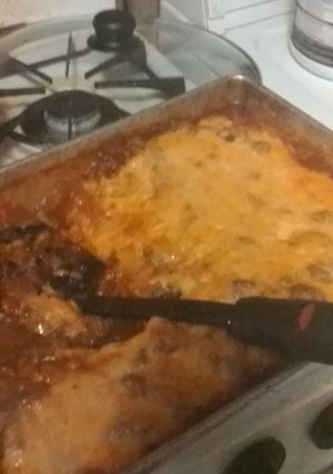 A picture of Smothered Chimichanga Casserole.