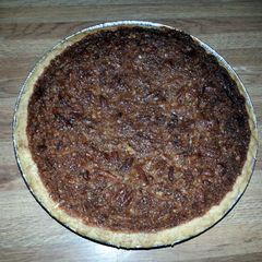 A picture of Black bottom bourbon pecan pie.