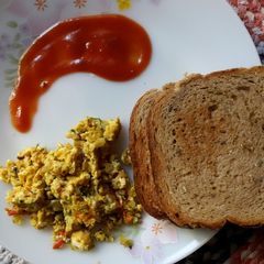 A picture of Hussain's Masala scrambled eggs.