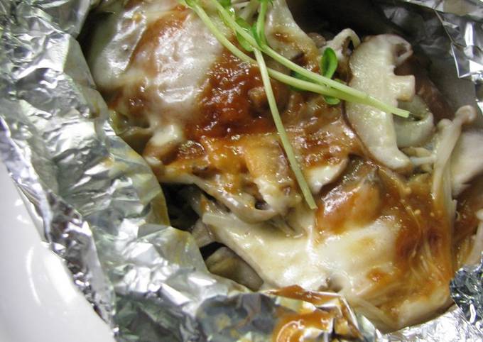 Salmon Cooked In Foil With Creamy Miso and Cheese