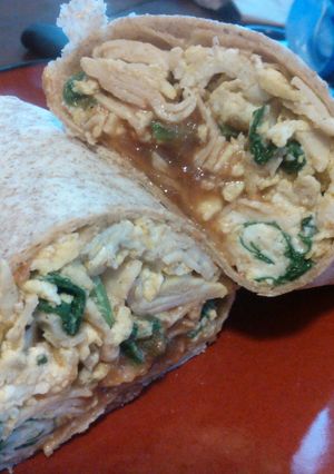 A picture of Turkey and Spinach Breakfast Burrito.