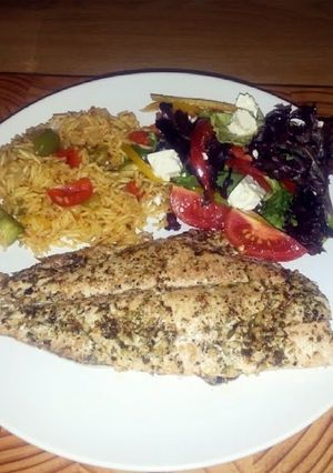 A picture of Garlic and Herb Pan Fried Angel Fish.