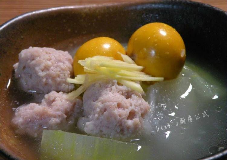 Steps to Prepare Tasty Tsukune Winter Melon Soup