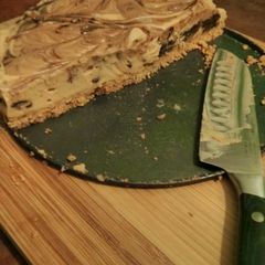 A picture of No-Bake Peanut Butter and Chocolate Marbled Cheesecake.