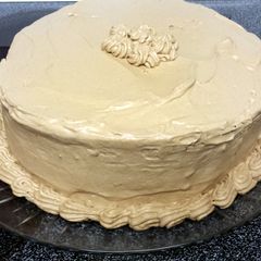 A picture of Cocoa Medallion Cake (a Hershey Recipe) & Whipped Chocolate Frosting.