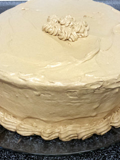 A picture of Cocoa Medallion Cake (a Hershey Recipe) & Whipped Chocolate Frosting.