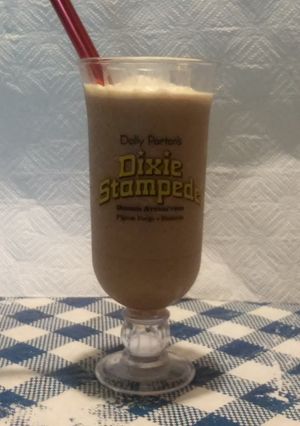 A picture of Reese's Pieces protein malt.
