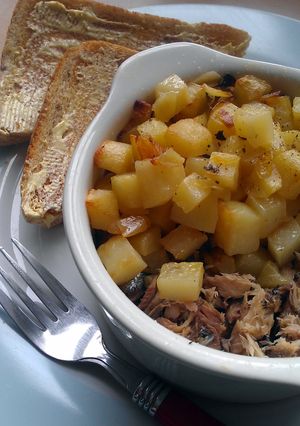 A picture of Vickys Sardine Breakfast Bake, GF DF EF SF NF.