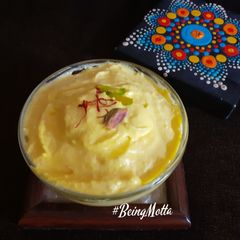 A picture of Kesar Shrikhand.