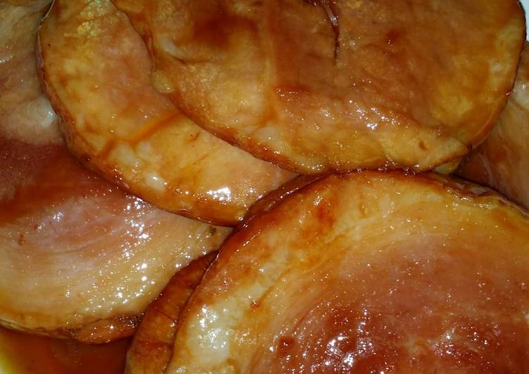 Pan fried Glazed ham
