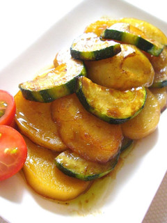 A picture of Zucchini and Potatoes Marinated in Soy Sauce.