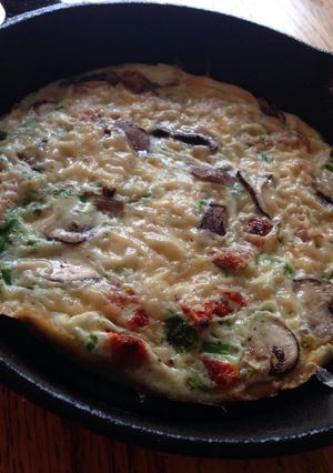 A picture of Healthy Cast Iron Skillet Vegetable & Asiago Omelette.