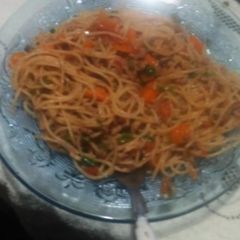 A picture of Spaghetti n minced meat.