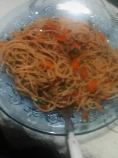 A picture of Spaghetti n minced meat.