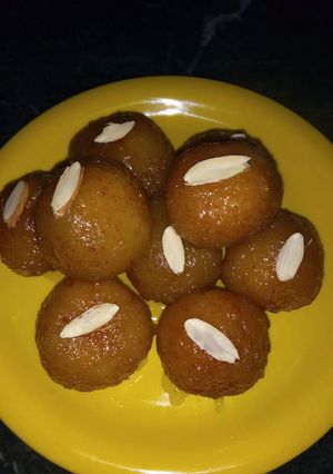 A picture of Leftover rice Gulab jamun.