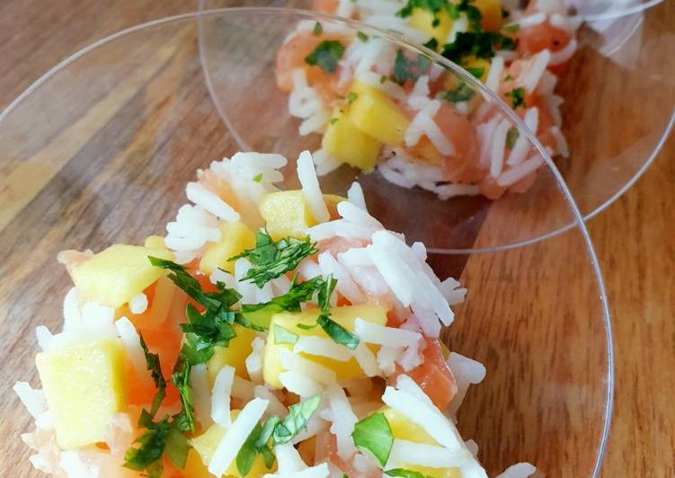 Riso basmati Mango 🥭 tartare di Salmone 🐟 e Coriandolo