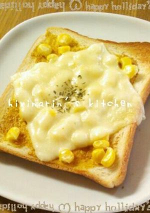 A picture of For Breakfast: Curry, Mayonnaise and Corn on Toast.