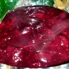 A picture of Sig's Rich, Boozy Cranberry Sauce.