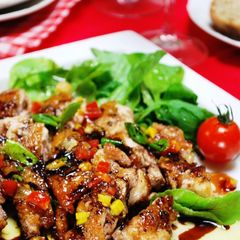 A picture of Pan-Fried Chicken Thighs with Balsamic Sauce.