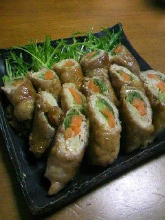 A picture of Vegetable and Pork Rolls.