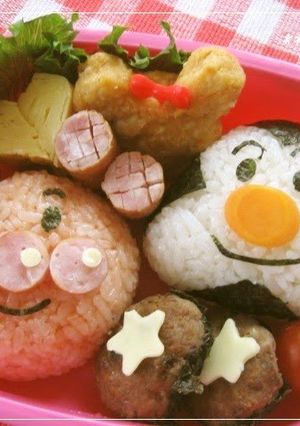 A picture of Charaben Anpanman and Omusubiman.