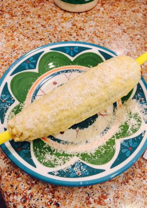 A picture of Elote (Mexican Corn).