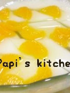 A picture of Simple Almond Tofu and Fruit in Syrup.