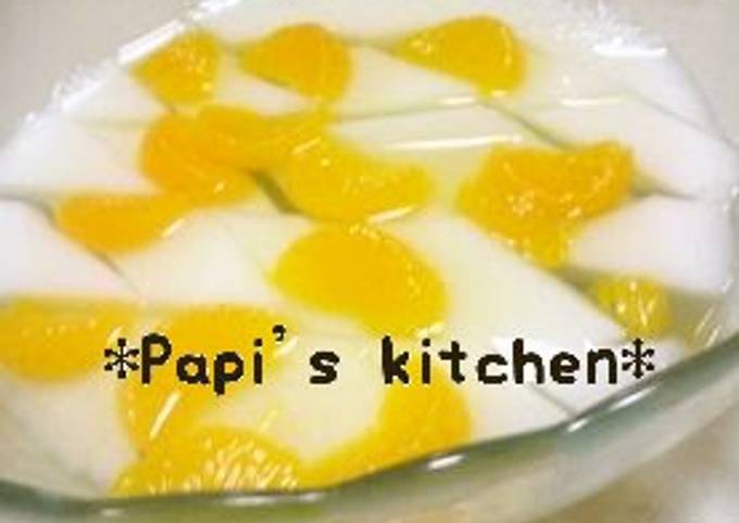 Simple Almond Tofu and Fruit in Syrup Recipe