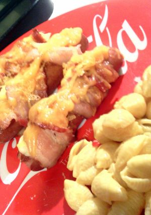 A picture of Bacon Wrapped Wiener Boats.