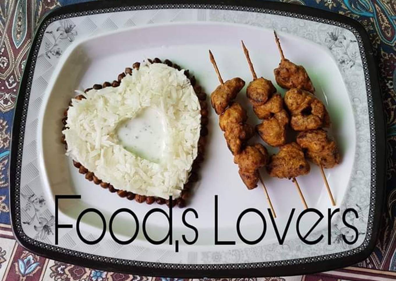 Beef pakora on skewers