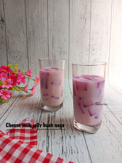 Foto resep Cheese milk jelly buah naga