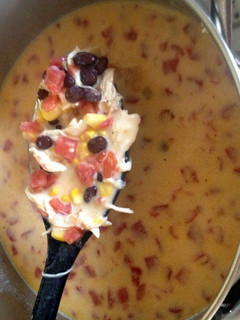 A picture of Cheesy Tortilla Soup.