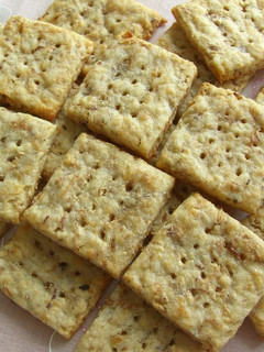 A picture of Potato Crackers with Bonito Flakes and Cheese.