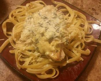 Ultimate Cooking Recipe Spinach Artichoke Chicken with fettuccine Savory Delicious