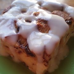 A picture of Bread Pudding with Rum Sauce.
