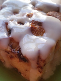 A picture of Bread Pudding with Rum Sauce.