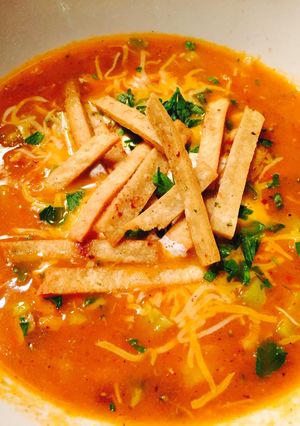 A picture of Chicken Tortilla Soup.
