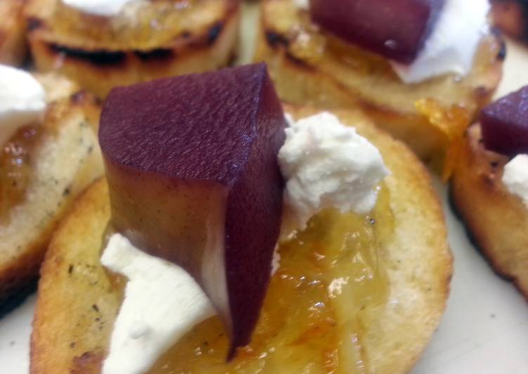 Recipe of Super Quick Homemade Drunken Pear Crostini