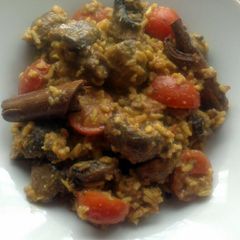A picture of sig's mushroom and tomato biryani.
