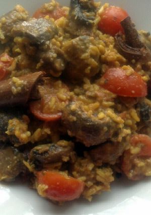 A picture of sig's mushroom and tomato biryani.