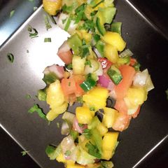 A picture of Jason's spicy Pineapple Mango salsa.