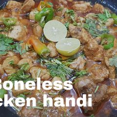 A picture of Boneless chicken handi super easy simple ready in 15 minutes.