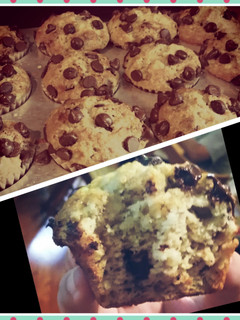 A picture of Chocolate Chip banana muffins.