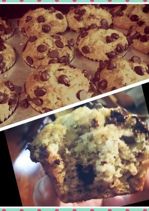 A picture of Chocolate Chip banana muffins.