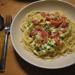 A picture of Cold Pasta with Cheese and Summer Vegetables.