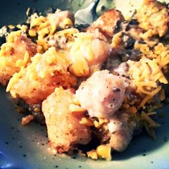 A picture of sour cream tater tot casserole.