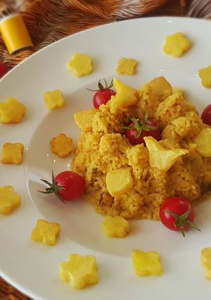 عکسی از دستور دمی بادمجون و مرغ🍆🍗🍚