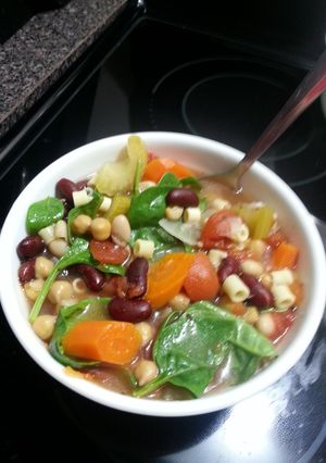 A picture of Super healthy bean and veggie soup.