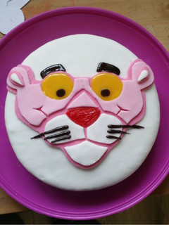 A picture of Pink Panther Birthday Cake.