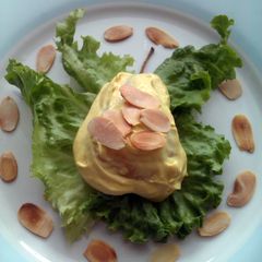 A picture of Vickys Pears with Mustard Cream Mayonnaise, Gluten, Dairy, Egg & Soy-Free.